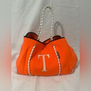 HAUTE SHORE Orange Tote with White Accents